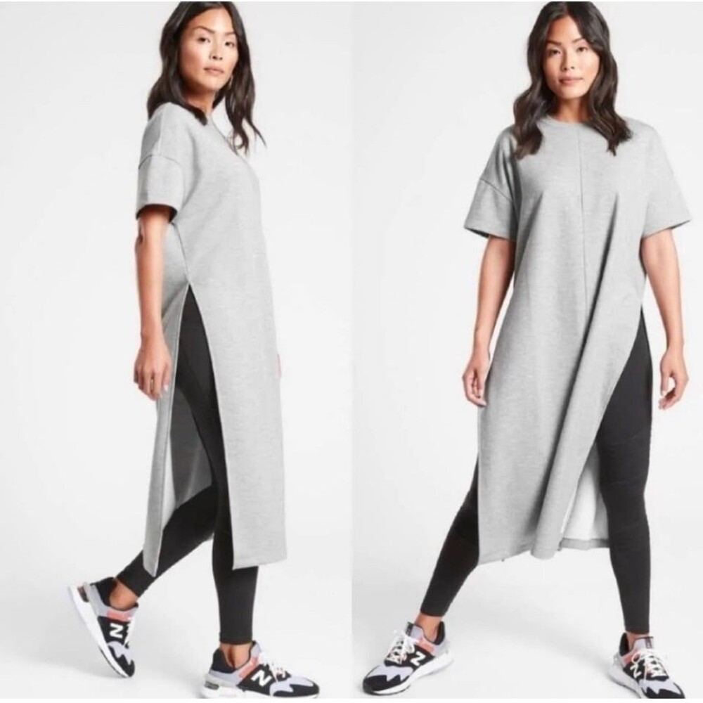 Athleta Sedona sweatshirt dress Heather grey size medium petite